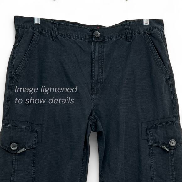 Men's Black Ripstop Wide Leg Cargo Pants SP Collection 38  Campy Gorpcore Work - Picture 4 of 8